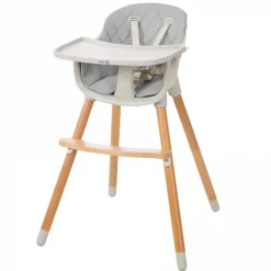 Chaise haute évolutive style up wood avec siège gris