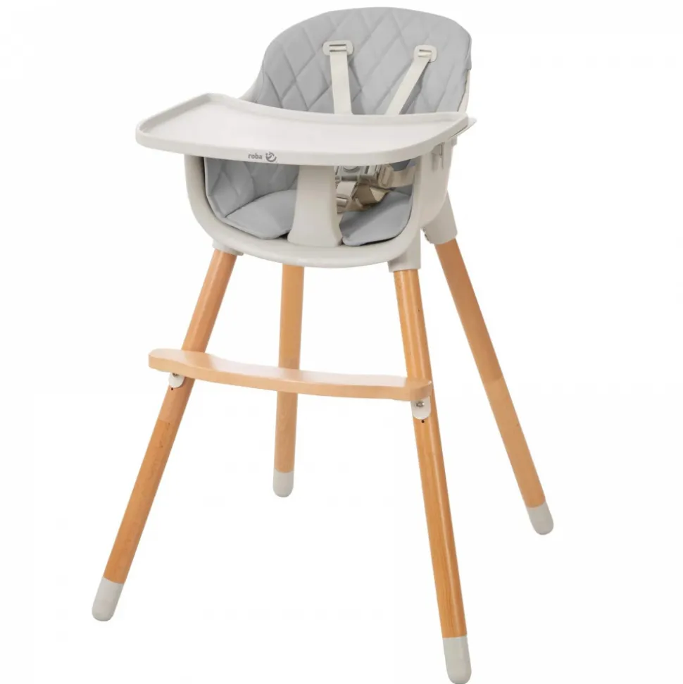 Chaise haute évolutive style up wood avec siège gris