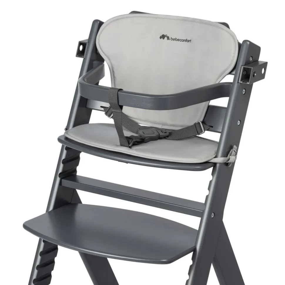 Chaise haute évolutive timba black avec coussin gris