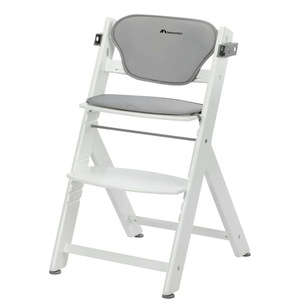 Chaise haute évolutive timba 2 blanc avec coussin gris