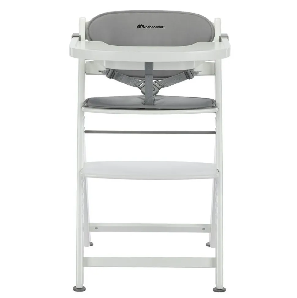 Chaise haute évolutive timba 2 blanc avec coussin gris