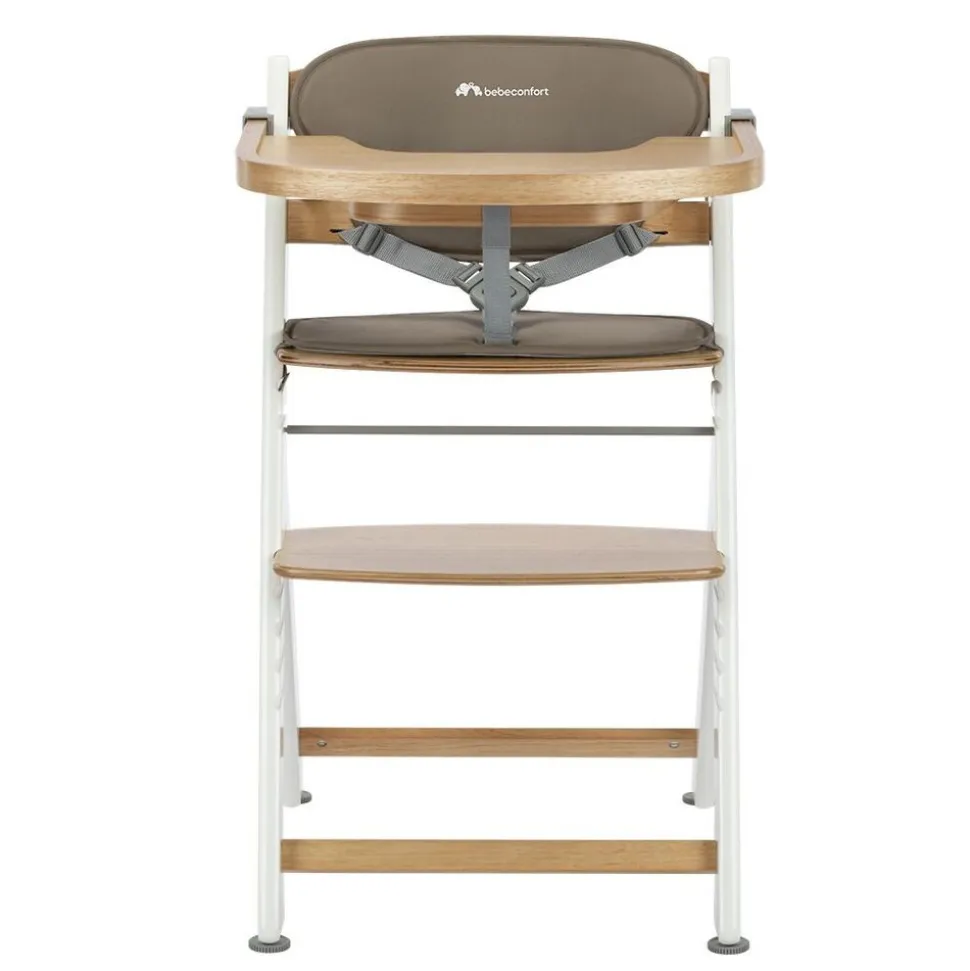 Chaise haute évolutive timba 2 light wood avec coussin beige