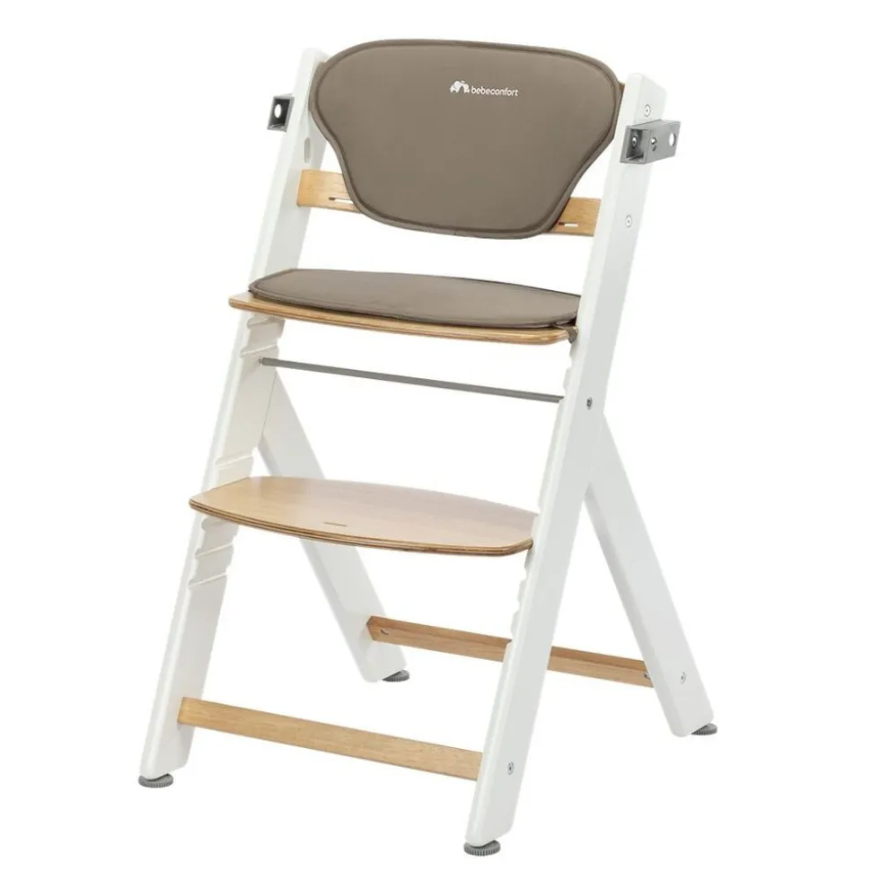 Chaise haute évolutive timba 2 light wood avec coussin beige