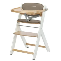 Chaise haute évolutive timba 2 light wood avec coussin beige