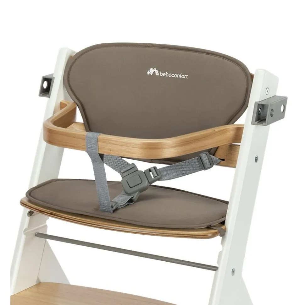 Chaise haute évolutive timba 2 light wood avec coussin beige