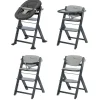 Chaise haute évolutive timba 2 mineral graphite avec coussin gris