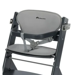 Chaise haute évolutive timba 2 mineral graphite avec coussin gris