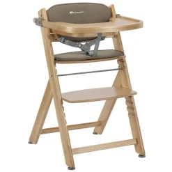 Chaise haute évolutive timba 2 wood avec coussin beige
