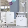 Chambre bébé duo lit bébé 120x60 + commode à langer 2 tiroirs et niche leaf