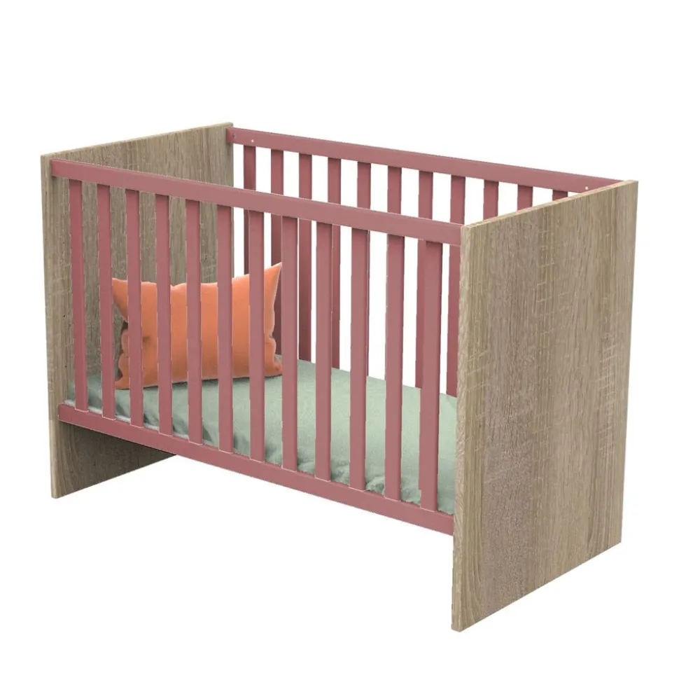Chambre bébé duo lit bébé 60x120 + commode nova rose canyon