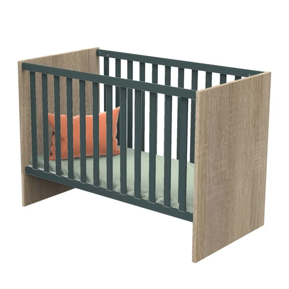 Chambre bébé duo lit bébé 60x120 + commode nova gris volcan