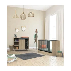 Chambre bébé duo lit bébé 60x120 + commode nova gris volcan