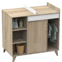 Chambre bébé duo lit bébé 60x120 + commode nova blanc lin