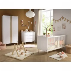 Chambre bébé duo lit 70*140 cm+ commode 3 tiroirs paloma