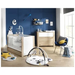 Chambre bébé duo lit + commode antonin bois et blanc