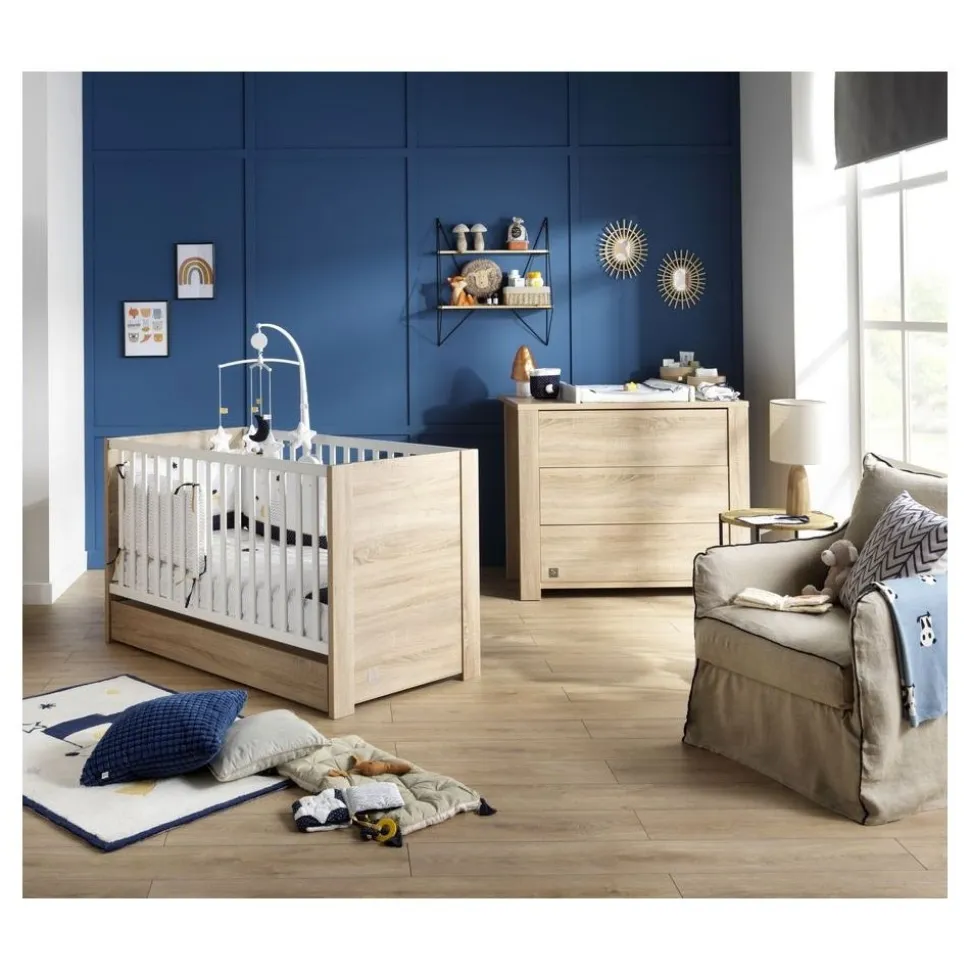 Chambre bébé duo lit + commode antonin bois