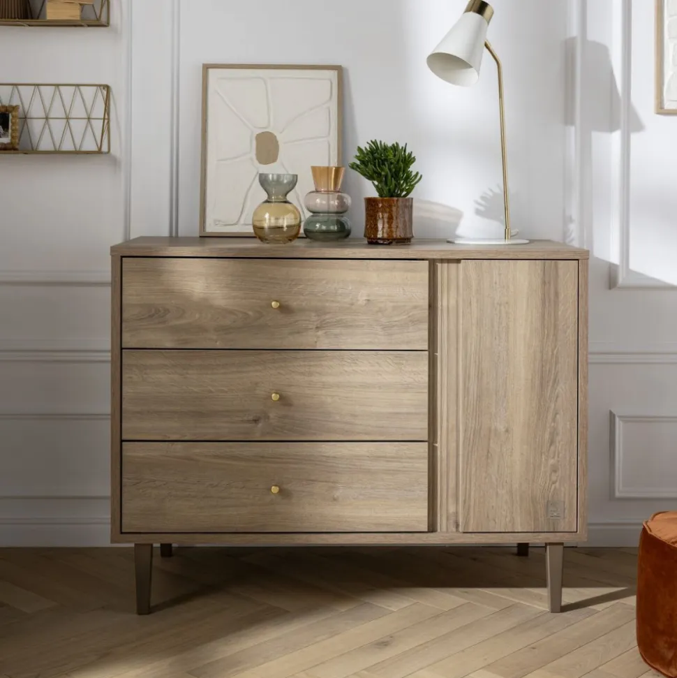 Chambre bébé duo lit + commode mokka
