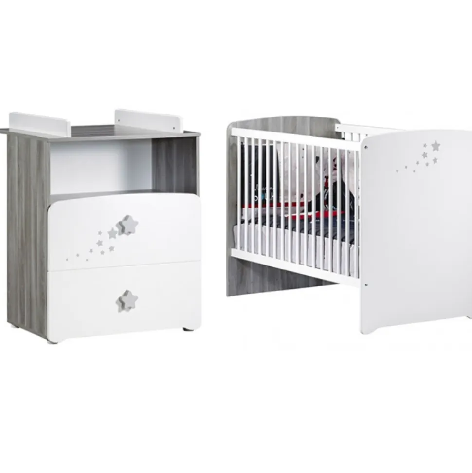 Chambre bébé duo lit little big bed + commode nao