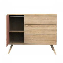 Chambre bébé duo lit 70x140cm bois + commode terracotta seventies