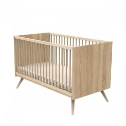 Chambre bébé duo lit 70x140cm bois + commode vanille seventies