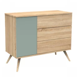Chambre bébé duo lit 70x140cm bois + commode sauge seventies