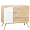 Chambre bébé duo lit 60x120cm + commode seventies blanc et bois