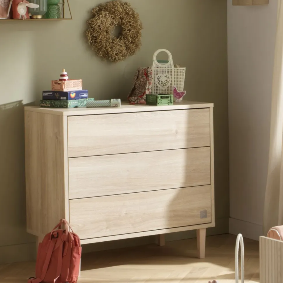 Chambre bébé duo lit 70x140 cm + commode 3 tiroirs paloma bois