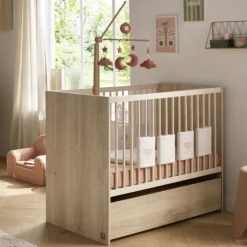 Chambre bébé duo lit 60x120cm + commode 3 tiroirs paloma bois