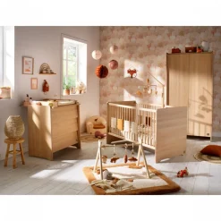 Chambre bébé duo lit 70x140cm + commode cannelle