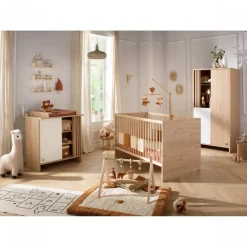 Chambre bébé duo lit 70x140cm + commode blanche tokyo