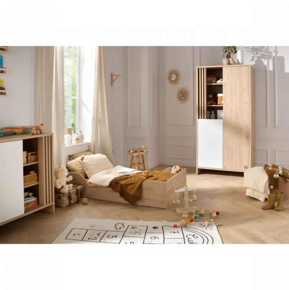 Chambre bébé duo lit 70x140cm + commode blanche tokyo