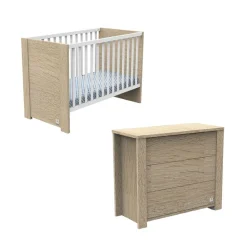 Chambre bébé duo lit 60x120cm + commode antonin bois