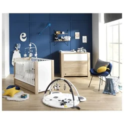 Chambre bébé duo lit 60x120cm + commode antonin bois et blanc