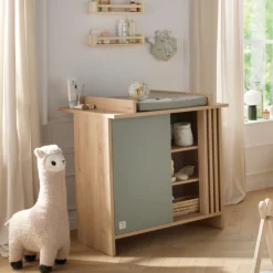 Chambre bébé duo lit 60x120cm (non transformable) + commode sauge tokyo