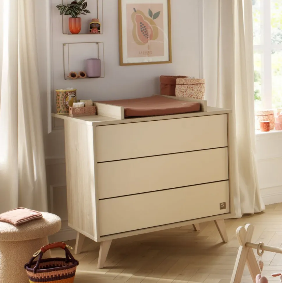 Chambre bébé duo lit 60x120cm transformable + commode melinee