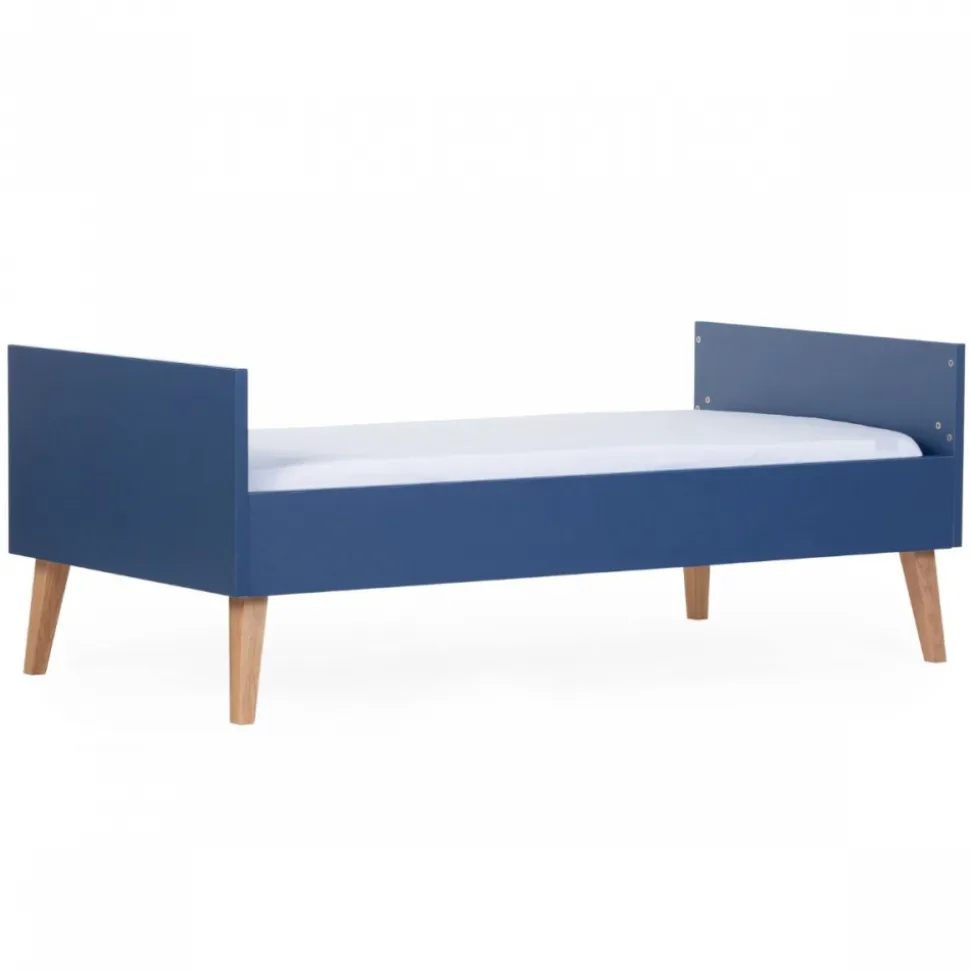 Chambre bébé duo lit 70x140cm évolutif + commode à langer bold blue bleu pied naturel