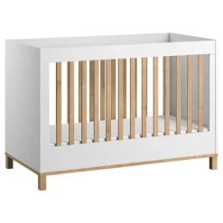 Chambre bébé duo lit 60x120 + commode blanc leaf
