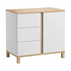 Chambre bébé duo lit 60x120 + commode blanc leaf