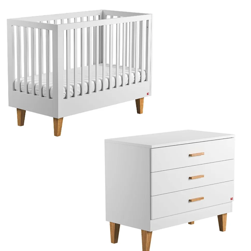 Chambre bébé duo lit 60x120 + commode blanc lounge