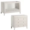 Chambre bébé duo lit 70x140 + commode blanc milenne