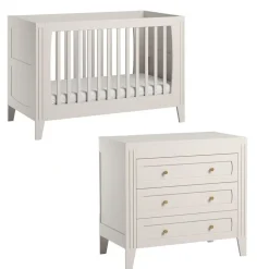 Chambre bébé duo lit 70x140 + commode blanc milenne