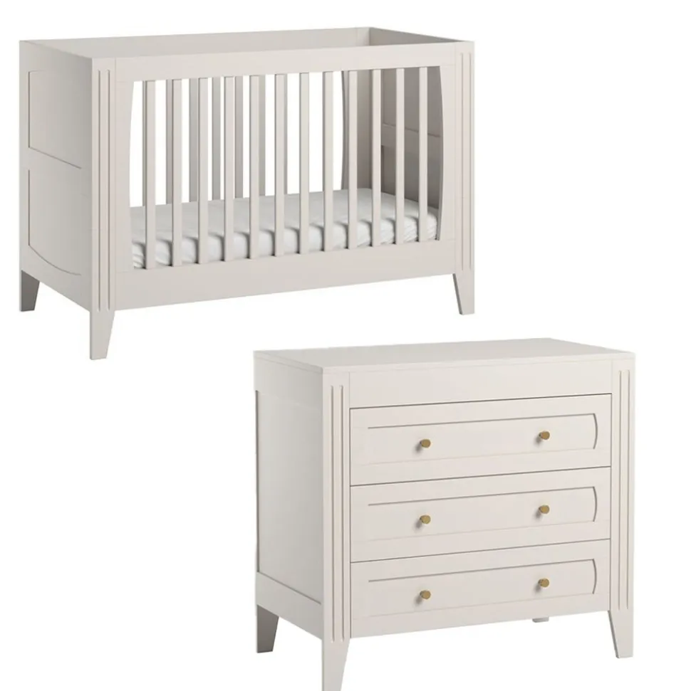 Chambre bébé duo lit 70x140 + commode blanc milenne