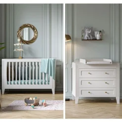 Chambre bébé duo lit 70x140 + commode blanc milenne