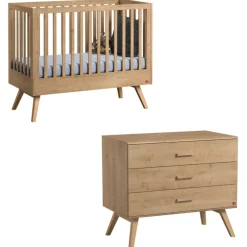 Chambre bébé duo lit 60x120 + commode bois nautis