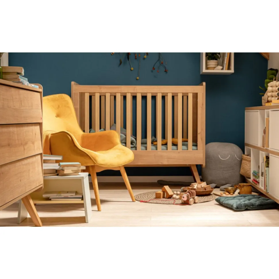 Chambre bébé duo lit 60x120 + commode bois - collection vintage