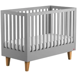 Chambre bébé duo lit 60x120 + commode gris clair et bois lounge
