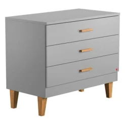 Chambre bébé duo lit 60x120 + commode gris clair et bois lounge
