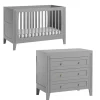 Chambre bébé duo lit 70x140 + commode gris clair milenne
