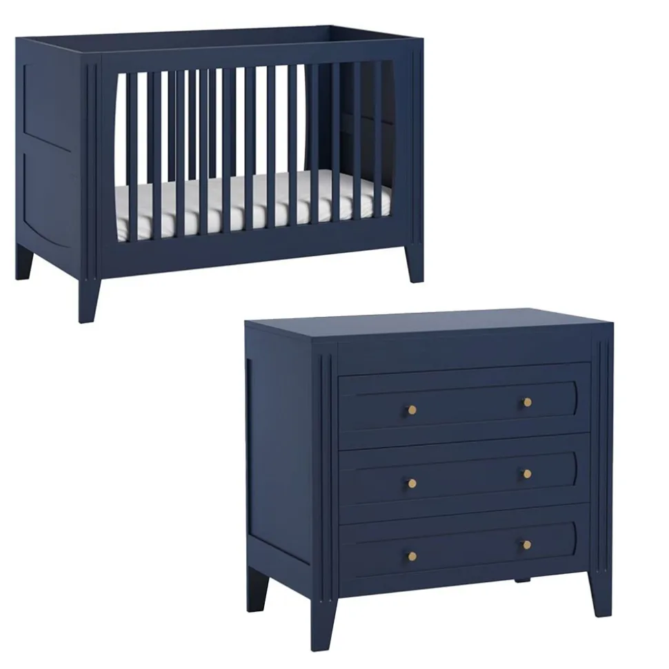 Chambre bébé duo lit 70x140 + commode indigo milenne