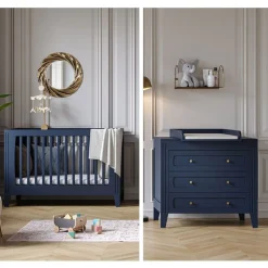 Chambre bébé duo lit 70x140 + commode indigo milenne